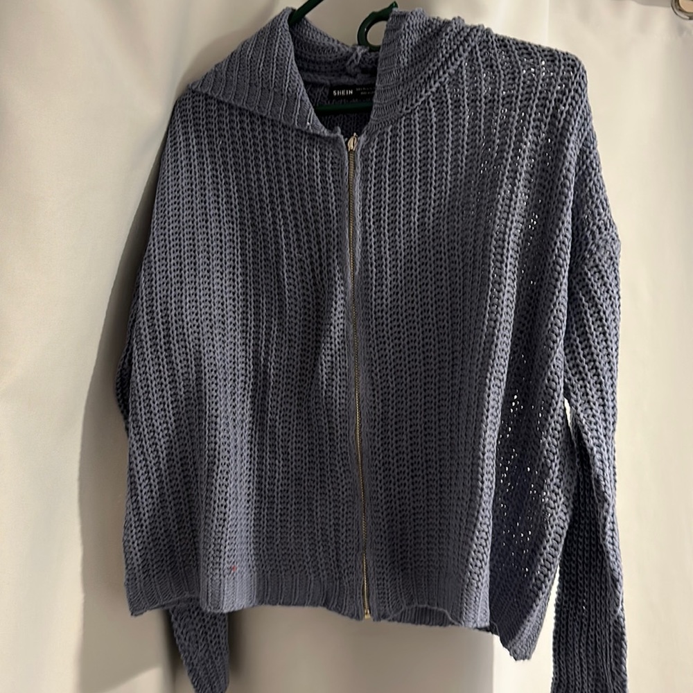 Blue hoodie cardigan